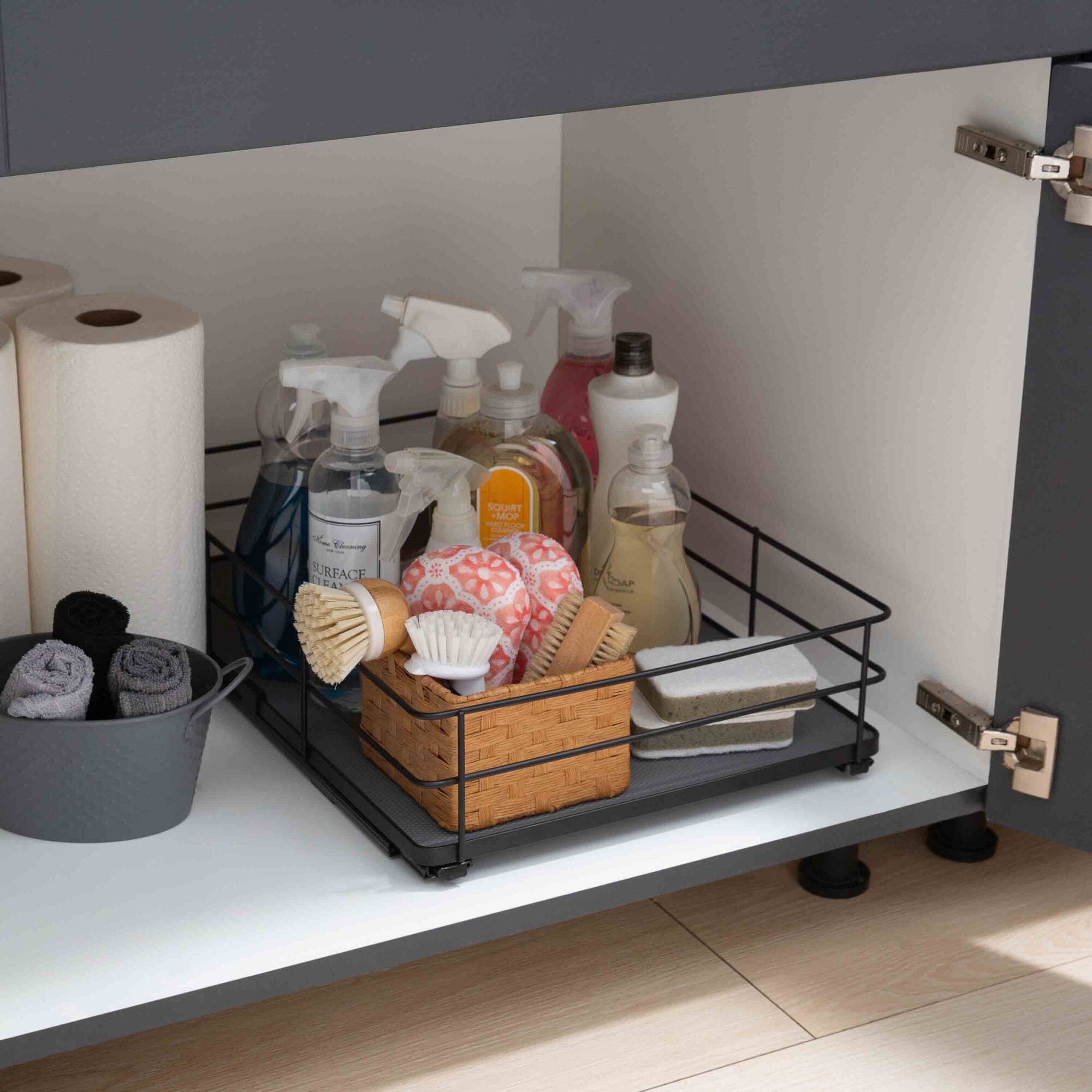 Organize It All Large Matte Black Slide Out Shelf Organizer